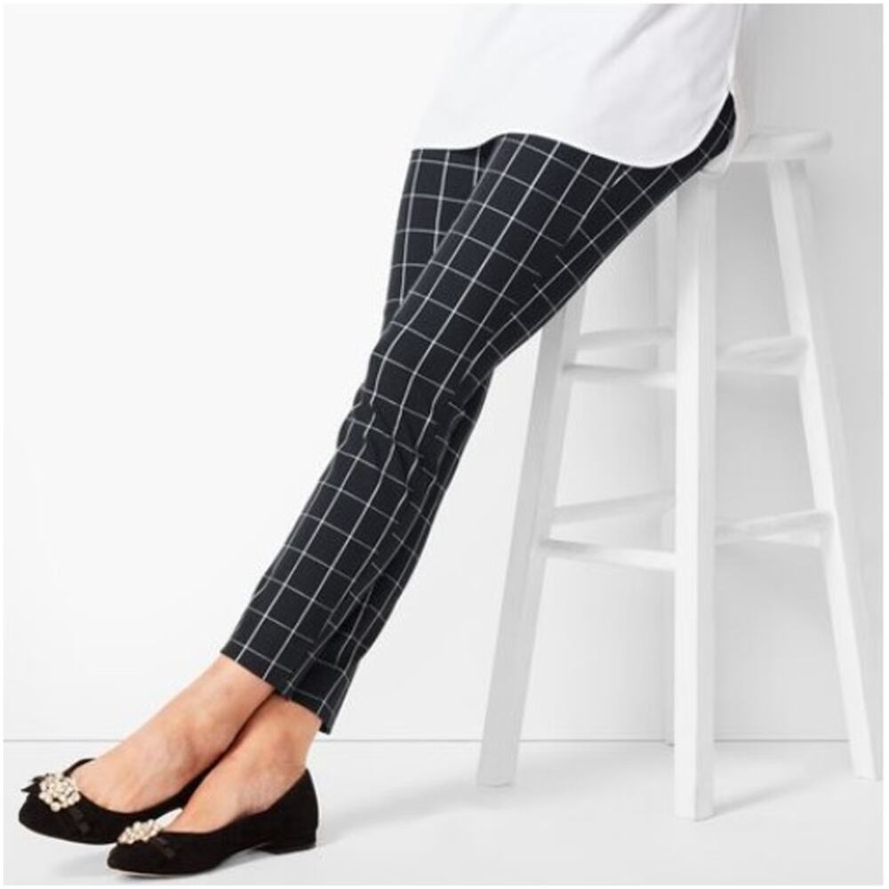 Calvin Klein Plaid Pants High Waist Windowpane Ankle Cropped 10 Office Career